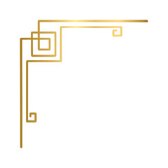 Golden geometric corners frames doodle.  Vintage decorative angle border, Wedding design elements, decoration. Hand drawn vector illustration isolated on a transparent background