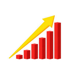 Fototapeta premium Growing bar graph with upward arrow isolated on transparent background