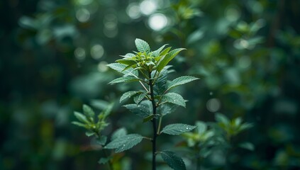 Verdant Cascade. A Study in Botanical Textures and Subtle Aquatic Hues, With Light Play.