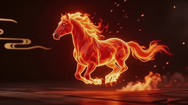Blazing Fortune &mdash; Fire Horse Zodiac Animation, Chinese New Year Element Symbol, Passionate Lunar Celebration