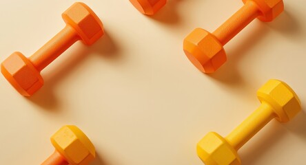 Weights, Colors and Shapes. A Fitness Arrangement for Visual Appeal and Copy Space.