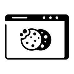 An outline style icon depicting browser cookie © Prosymbols
