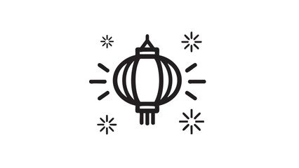 Fototapeta premium Simple black lantern illustration surrounded by sparkles on a white background