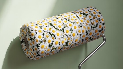 Paint roller with daisy pattern