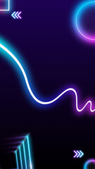 Vertical purple background with neon. Vertical purple background with wavy colorful lines.