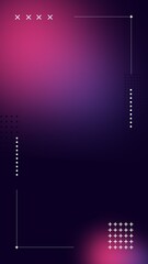 Vertical purple background with wavy colorful lines.