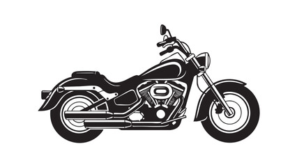 Fototapeta premium A sleek black motorcycle illustration on a white background viewed from the side