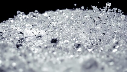 Close up of water drops on black background.