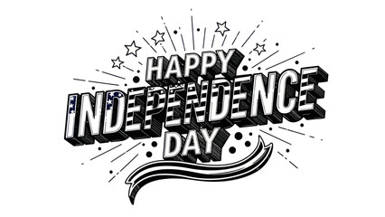 Dynamic monochrome graphic celebrating national independence with patriotic typography art © rexus