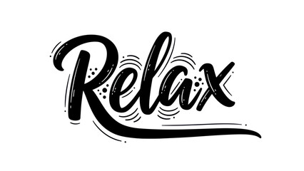 Elegant hand-lettered 'Relax' typography for serene and calming design elements © rexus