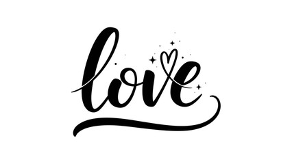 Elegant handwritten love script with decorative heart and subtle sparkling accents a timeless