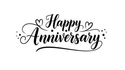Elegant Happy Anniversary Script with Decorative Hearts and Dots Celebrating Milestones