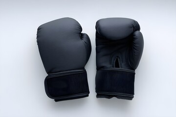 Naklejka premium Black Weightlifting Gloves on White Surface Highlighting Strength Training Essentials for Athletic Performance