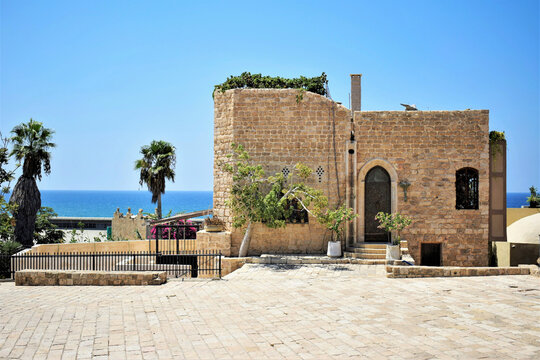Historic Stone Building in Old Jaffa Overlooking the Mediterranean Sea