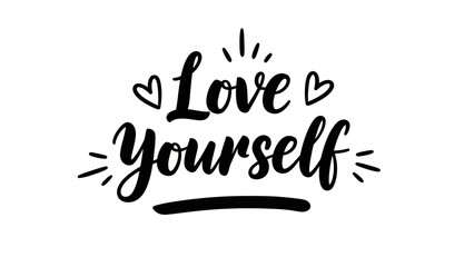 Empowering self-love typographic design featuring positive affirmation in elegant brush script on