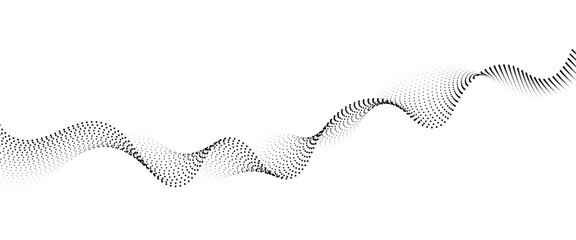 Flowing Dot Wave halftone gradient pattern on transparent background