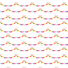 Garlands with colorful holiday flags. Decor for packaging