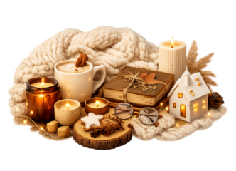 Cozy hygge moments by candlelight