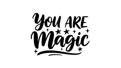 Uplifting handwritten typography with sparkling stars conveying a magical, positive affirmation © varla