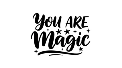 Schilderijen op glas Positive Typography Uplifting handwritten typography with sparkling stars conveying a magical, positive affirmation  © varla