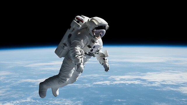 Astronaut experiences weightless freedom in space with breathtaking view of Earth