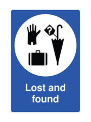Fototapeta premium Lost and Found Icon with Stylized Box and Personal Items for Public Facilities with Explanation – High Quality Vectorial Stock Image