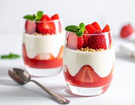 Dessert mit Erdbeeren