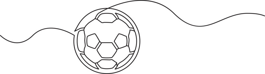Obraz premium Simple continuous line illustration of a soccer ball in movement with curved line