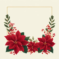 Poinsettia flower holiday background frame christmas celebration