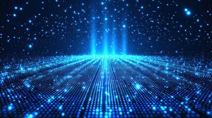 Obraz premium A digital glowing point with blue illumination