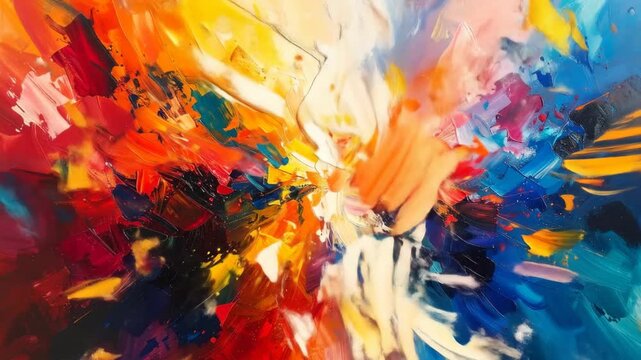Abstract expressionism painting with vibrant colors and bold brushstrokes, artistic background.