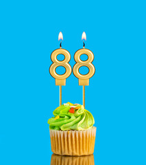Candle number 88 - Birthday card with cupcake on blue background