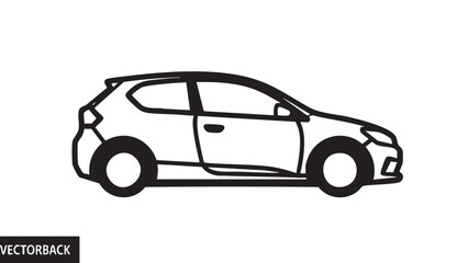 Fototapeta premium Simple black and white illustration of a modern car viewed from the side