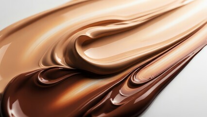 Flowing chocolate swirl on white background