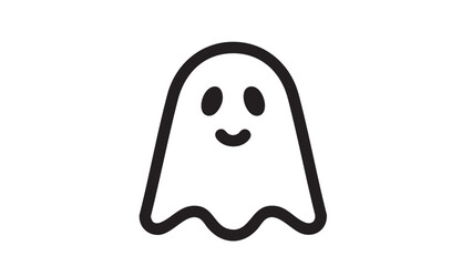 Obraz premium A simple black and white illustration of a friendly ghost with a smiling face