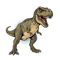 Fototapeta premium Aggressive Green Tyrannosaurus Rex Dinosaur Rearing Up, Pop Art Style.