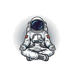 Astronaut Meditating in Lotus Pose Symbolizing Inner Peace and Exploration Beyond Earth.
