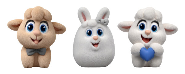 Obraz premium Cute Plush Animals for Baby Shower Gifts in Soft Pastel Colors