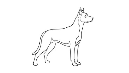 Fototapeta premium Line Art Dog Standing Outline