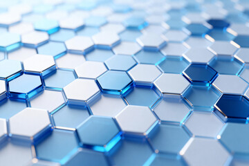 Blue and White Hexagonal Pattern Background