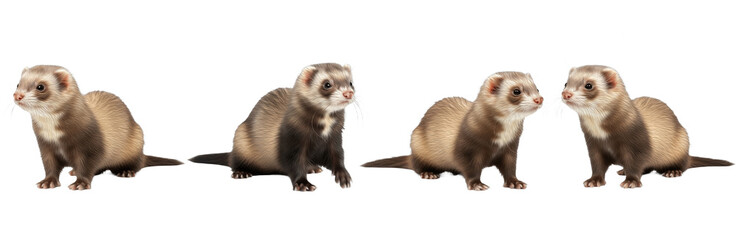 Set of Realistic Otter Collection, Detailed River Otter Illustration, Playful Aquatic Mammal Set, Isolated on Transparent PNG Background, Oil Paint