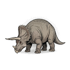 Obraz premium Stylized Triceratops Dinosaur Illustration for Educational and Promotional Use.