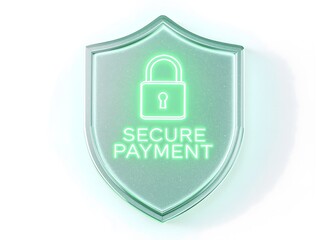 Frosted Glass Shield Security Badge with Green Padlock and Text