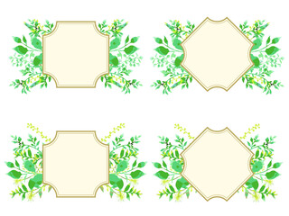 新鮮な植物の装飾つきフレームのセット