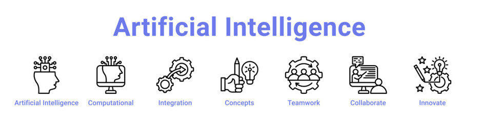 Fototapeta premium Artificial Intelligence Icon Banner and Collection