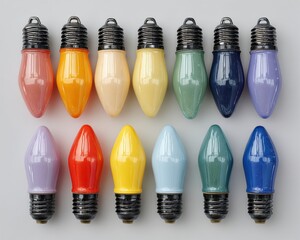 Colorful Vintage Light Bulbs in Various Shades and Designs