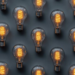 Vintage Light Bulbs Display on a Dark Background for Creative Projects