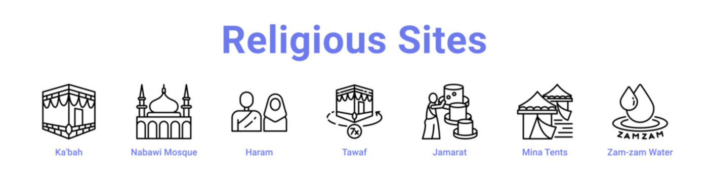 Religious Sites Icon Banner and Collection