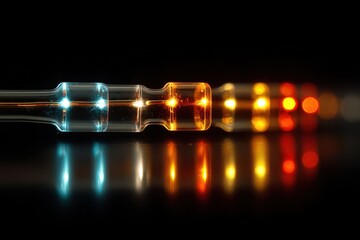 Colorful Light Reflections on Glass with Dark Background