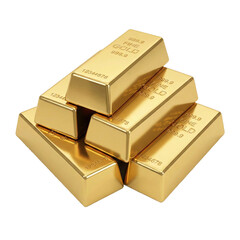 Stack of Pure Gold Bullion Bars, transparent background